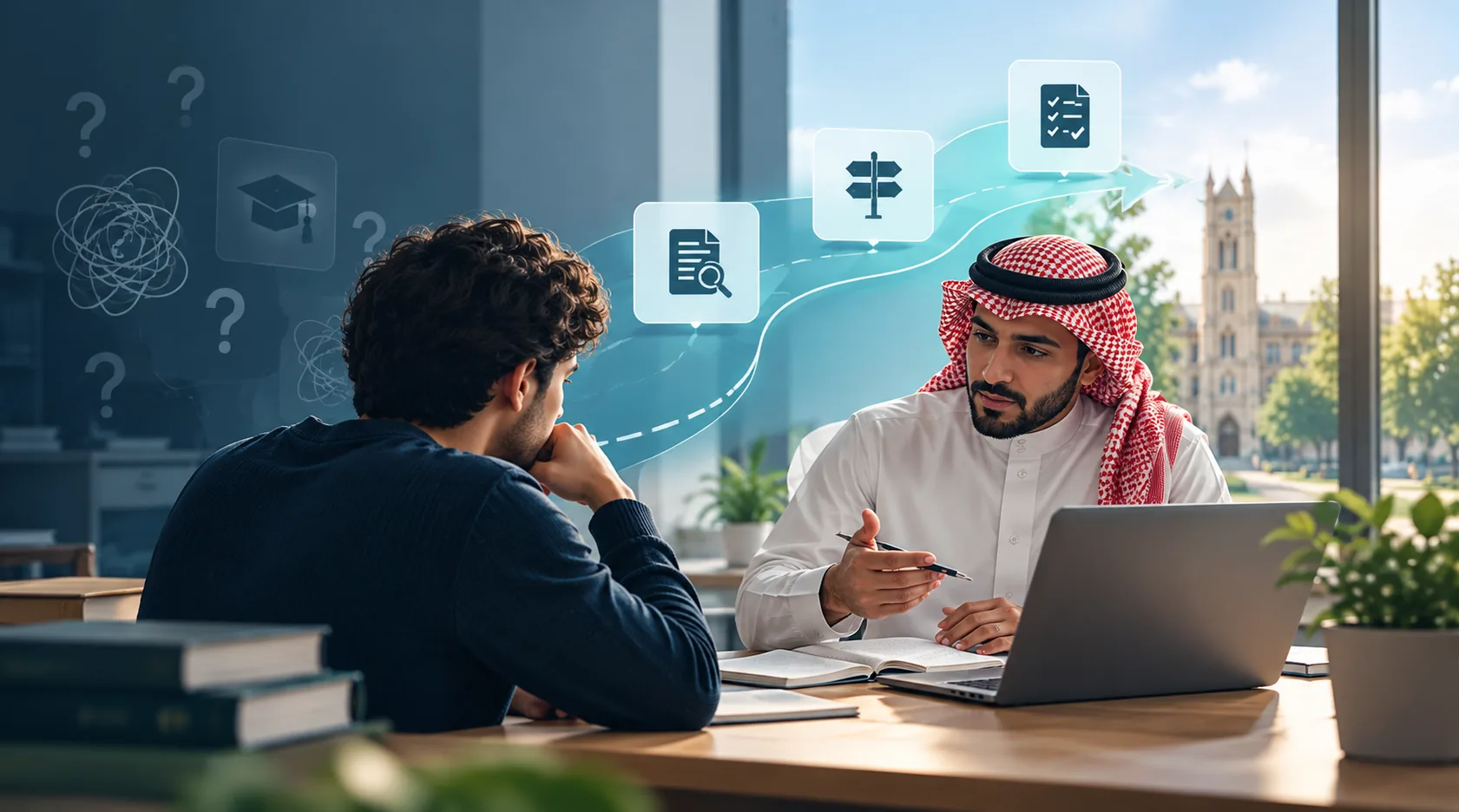مستشار أكاديمي يشرح خيارات المسار الدراسي لطالب